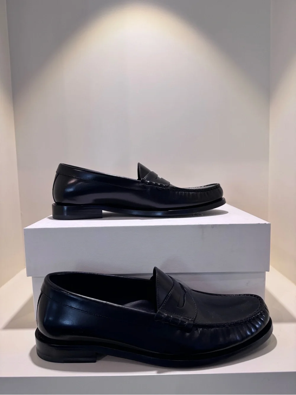 Celine Black Leather Penny Loafers for Women